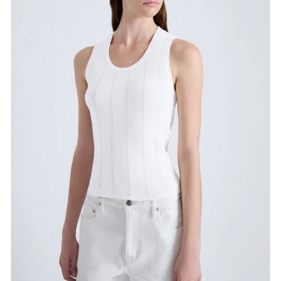 Proenza Shouler White Label Perry Knit Top in Compact Pointelle Rib - Small -NWT - Picture 1 of 7